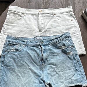 LOFT White and Blue Jean Shorts